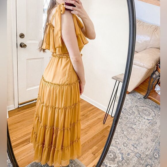 Misa Los Angeles Carmela Maxi Dress Yellow Gold Mustard XS - Picture 3 of 10